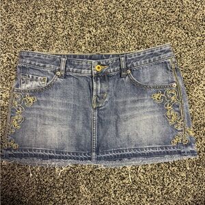 Embroidered Denim Mini Skirt